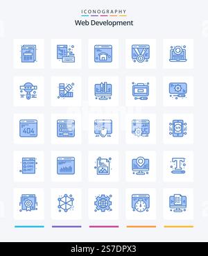 Creative Web Development 25 Blue icon pack  Such As refresh. web. browser. web. favorite Stock Vector