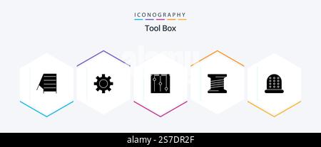 Tools 25 Glyph icon pack including . coil. Stock Vector