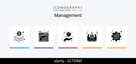 Management Glyph 5 Icon Pack Including strategic. management. management. goal. business. Creative Icons Design Stock Vector