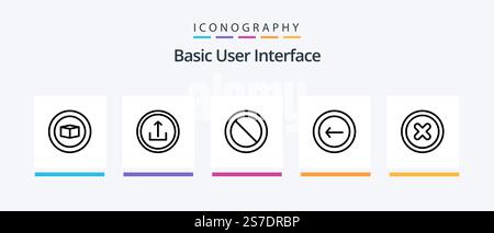 Basic Line 5 Icon Pack Including . recycle. basic. delete. play. Creative Icons Design Stock Vector