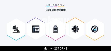 User Experience 25 FilledLine icon pack including . user. full. person. wrench Stock Vector