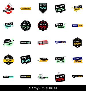 Promote Your Opportunities in Style with Our Pack of 25 Apply Now Banners Stock Vector