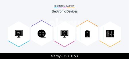 Devices 25 Glyph icon pack including . dj. smart. devices. energy Stock Vector