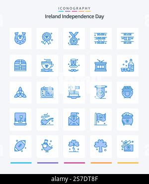Creative Ireland Independence Day 25 Blue icon pack  Such As coffee. security. flag. ireland. box Stock Vector