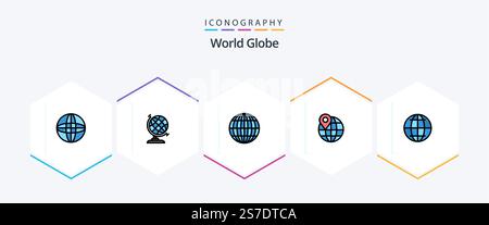 Globe 25 FilledLine icon pack including . . internet. web. globe Stock Vector