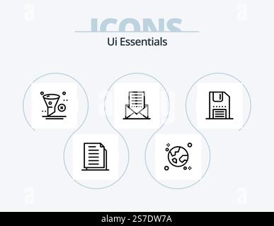 Ui Essentials Line Icon Pack 5 Icon Design. colour. bucket. magnet. ui. garbage Stock Vector