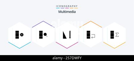 Multimedia 25 Glyph icon pack including . . sorting. summary. column Stock Vector