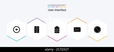 User Interface 25 Glyph icon pack including no. user. user. message. user Stock Vector
