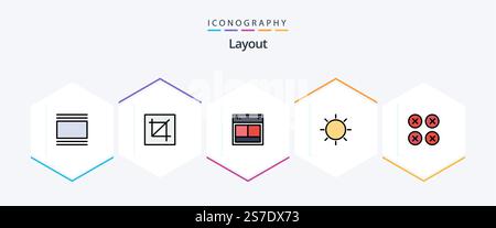 Layout 25 FilledLine icon pack including layout. design. layout. website. site Stock Vector