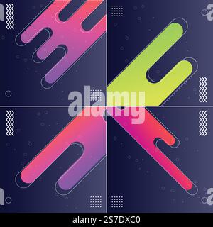 Vector Illustrations of Modish Styles with Designed Shapes Stock Vector