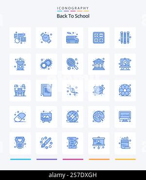 School 25 Blue icon pack including . education. sharpener. calculate ...