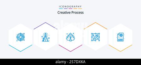 Creative Process 25 Blue icon pack including . gear. creative. process. process Stock Vector