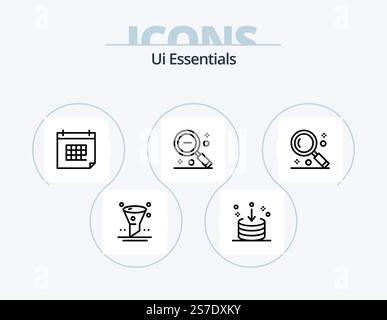 Ui Essentials Line Icon Pack 5 Icon Design. schedule. alarm. picker. ui. direction Stock Vector