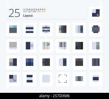 Layout 25 Flat Color icon pack including maximize. screen. view. full screen. view Stock Vector