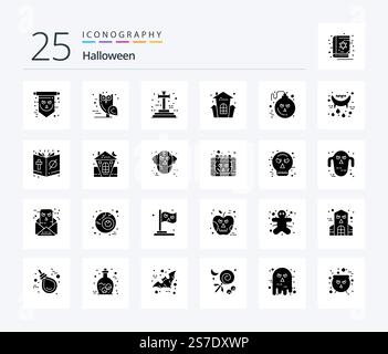 Halloween 25 Solid Glyph icon pack including bomb. halloween. scary. celebration. halloween Stock Vector
