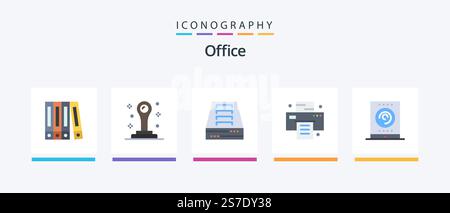 Office Flat 5 Icon Pack Including . tablet. office. streaming. office. Creative Icons Design Stock Vector