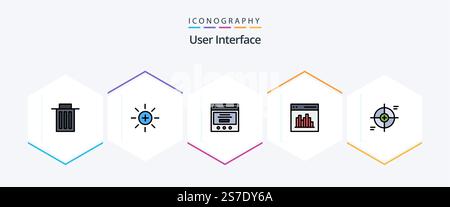 User Interface 25 FilledLine icon pack including interface. coding. user. app. user Stock Vector