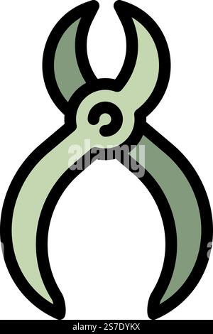Metal pliers icon outline vector. Metal tool. Repair hammer. Metal pliers icon outline vector. Metal tool Stock Vector