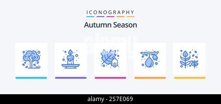 Autumn Blue 5 Icon Pack Including fall. autumn. autumn. healthy. food. Creative Icons Design Stock Vector