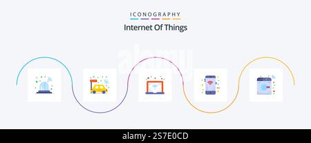 Internet Of Things Flat 5 Icon Pack Including . smart. wifi. machine. wifi Stock Vector