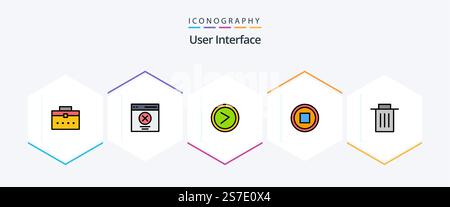 User Interface 25 FilledLine icon pack including interface. user. user. interface. user Stock Vector
