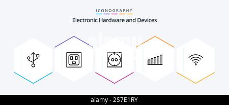 Devices 25 Line icon pack including . wifi. Stock Vector