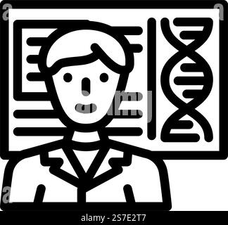 Biomedical engineer icon Black line art vector in black and white ...
