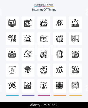 Creative Internet Of Things 25 OutLine icon pack  Such As wifi. internet of things. home. internet. tree Stock Vector