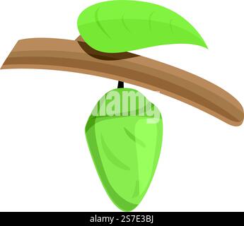 Tree cocoon icon cartoon vector. Natural silk. Leaf life. Tree cocoon ...