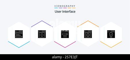 User Interface 25 Glyph icon pack including upload. communication. user. user. interface Stock Vector