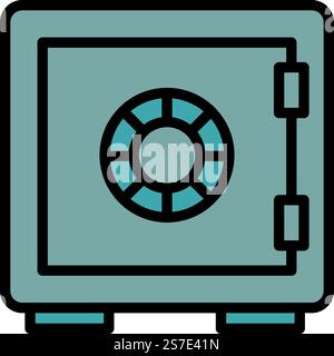 Money safe icon outline vector. Police equipment. Baton officer. Money safe icon outline vector. Police equipment Stock Vector
