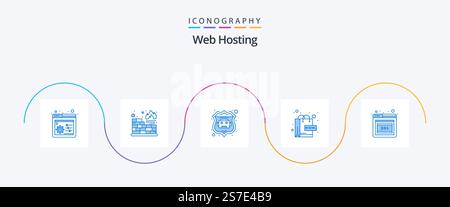 Web Hosting Blue 5 Icon Pack Including . error. web. error. world Stock Vector