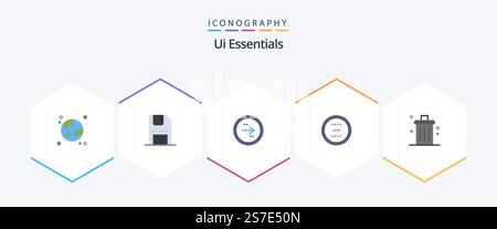 Ui Essentials 25 Flat icon pack including delete. cancel. interface. right. direction Stock Vector