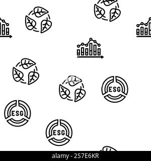 environmental social governance vector seamless pattern thin line illustration. environmental social governance vector seamless pattern Stock Vector