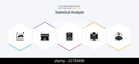 Statistical Analysis 25 Glyph icon pack including business. graph. analysis. financial. business Stock Vector