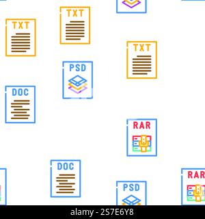 file format document vector seamless pattern thin line illustration. file format document vector seamless pattern Stock Vector