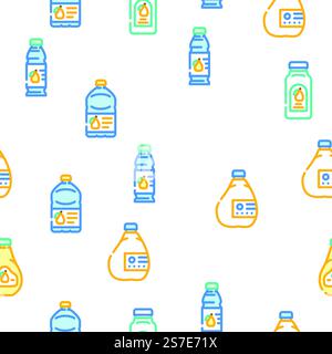 bottle plastic water drink vector seamless pattern thin line illustration. bottle plastic water drink vector seamless pattern Stock Vector