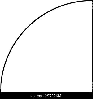 Part circle 1/4 4 four contour outline line icon black color vector ...