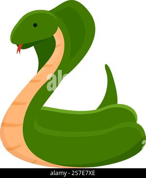 Green king cobra icon cartoon vector. Snake head. Venom mascot. Green king cobra icon cartoon vector. Snake head Stock Vector