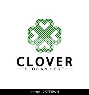 Four Leaf Clover Ornamental Logo Template Illustration Design. Stock Vector