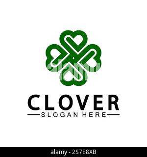 Four Leaf Clover Ornamental Logo Template Illustration Design. Stock Vector