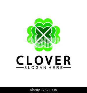 Four Leaf Clover Ornamental Logo Template Illustration Design. Stock Vector