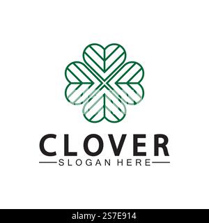 Four Leaf Clover Ornamental Logo Template Illustration Design. Stock Vector