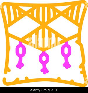 boho pillow living room color icon vector. boho pillow living room sign. isolated symbol illustration. boho pillow living room color icon vector illustration Stock Vector