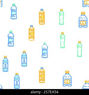 bottle plastic water drink vector seamless pattern thin line illustration. bottle plastic water drink vector seamless pattern Stock Vector