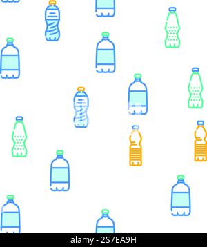 bottle plastic water drink vector seamless pattern thin line illustration. bottle plastic water drink vector seamless pattern Stock Vector