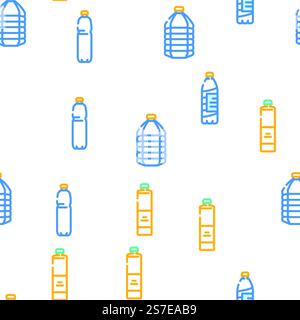 bottle plastic water drink vector seamless pattern thin line illustration. bottle plastic water drink vector seamless pattern Stock Vector