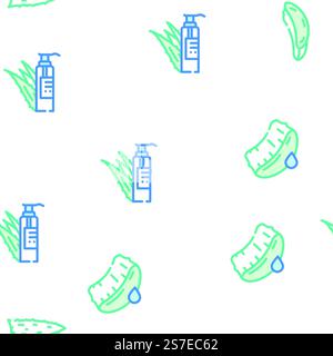 aloe vera plant nature green leaf vector seamless pattern thin line illustration. aloe vera plant nature green leaf vector seamless pattern Stock Vector