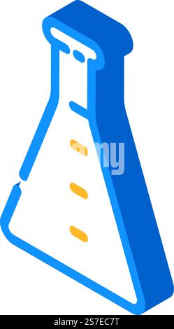 erlenmeyer flask chemical glassware lab isometric icon vector. erlenmeyer flask chemical glassware lab sign. isolated symbol illustration. erlenmeyer flask chemical glassware lab isometric icon vector illustration Stock Vector