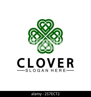Four Leaf Clover Ornamental Logo Template Illustration Design. Stock Vector